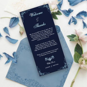 Elegant Navy & Light Blue Script Welcome Thanks