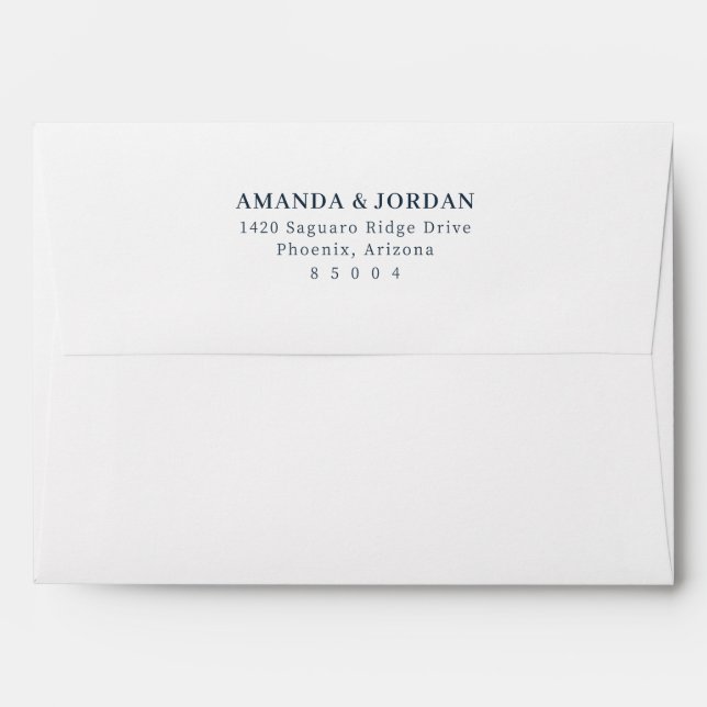 Elegant Navy Minimalist Address Card Envelope (Back (Top Flap))