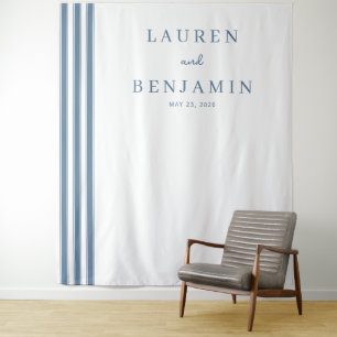 Elegant Navy Minimalist Lines Tapestry