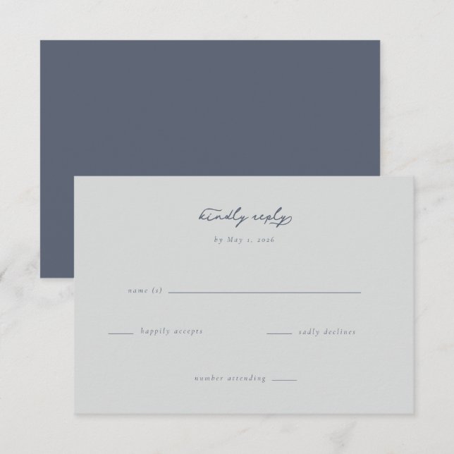 Elegant Navy Minimalist RSVP Card (Front/Back)