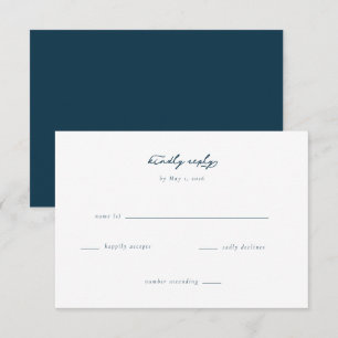 Elegant Navy Minimalist RSVP Card