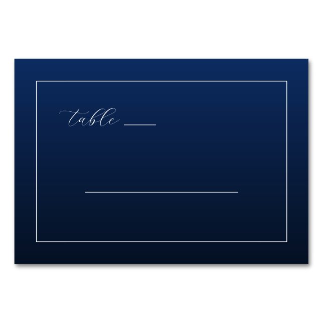 Elegant Navy Minimalist Table Card (Front)