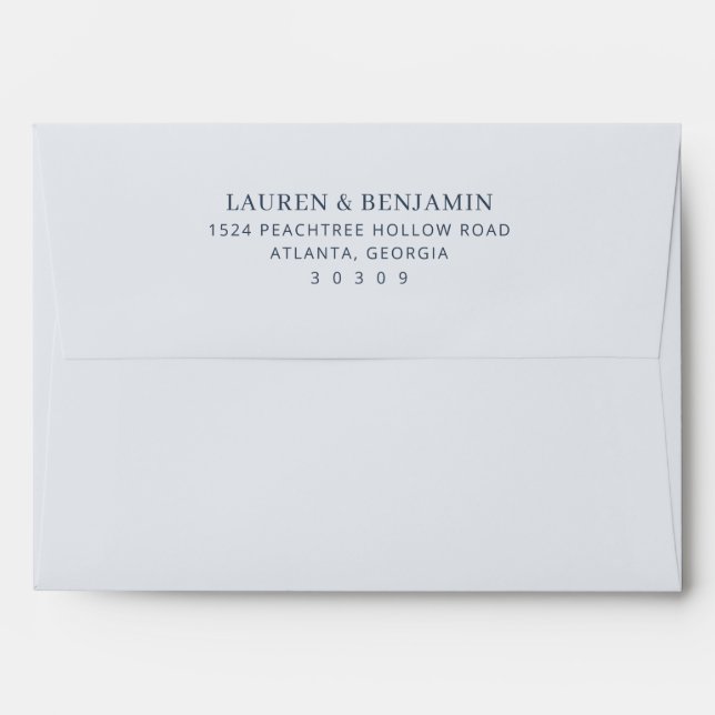 Elegant Navy Minimalist Typographic Envelope (Back (Top Flap))