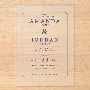 Elegant Navy Minimalist Wedding Invitation