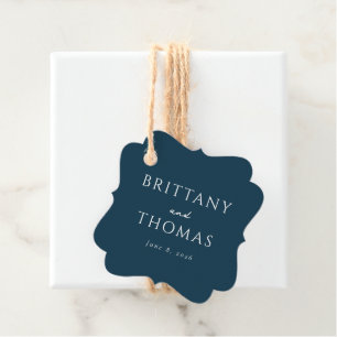 Elegant Navy Minimalist Wedding Tag