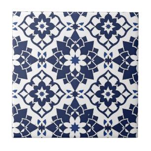 Elegant Navy Moroccan Tile Ceramic Art Tile