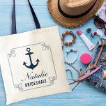 Elegant Navy Nautical Custom Wedding Bridesmaid Tote Bag<br><div class="desc">Custom wedding bridesmaid tote bag features a navy blue boat anchor,  decorative nautical rope frame,  and elegant custom text that can be personalised with the name and role of the person in your bridal party.</div>