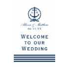 Elegant Navy Nautical Wedding Monogram Welcome
