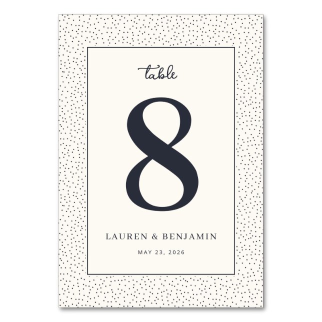 Elegant Navy Number Table (Front)