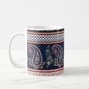 Elegant Navy Paisley: Timeless Border Design Coffee Mug