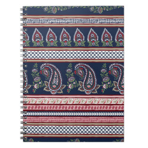 Elegant Navy Paisley: Timeless Border Design Notebook
