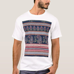Elegant Navy Paisley: Timeless Border Design T-Shirt