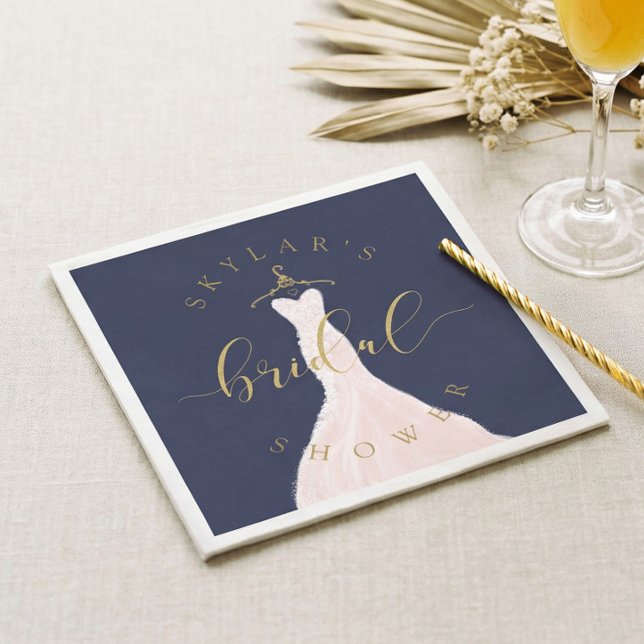 Elegant Navy Pink Wedding Dress Wedding Dress Napkin (Elegant Navy Pink Wedding Dress Wedding Dress Napkins)