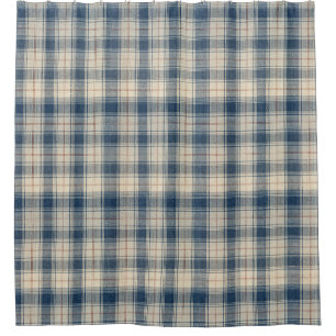 Elegant Navy Railway Stripe Shower Curtain