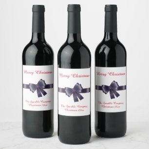 ELEGANT NAVY RED CUSTOMIZABLE WINE LABEL