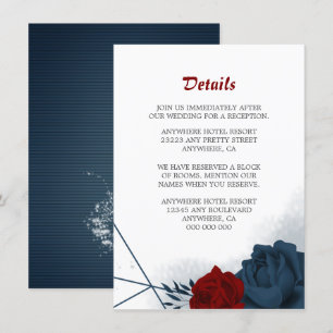 Elegant navy & red flowers details enclosure card