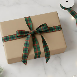 Elegant Navy Red & Green Tartan Plaid Christmas Satin Ribbon