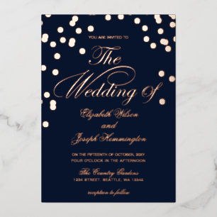 Elegant Navy Rose Gold Confetti Wedding 