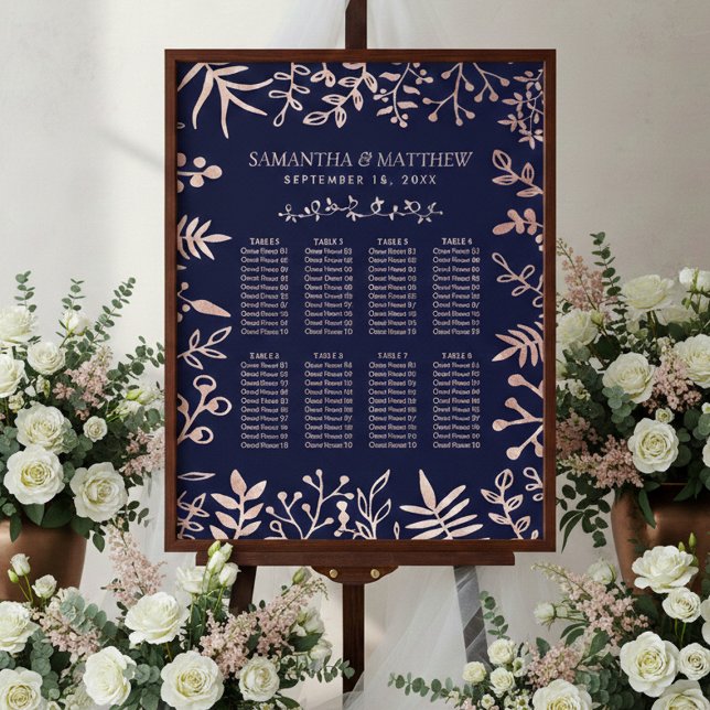 Elegant Navy & Rose Gold Floral Wedding Collection Poster (Creator Uploaded)