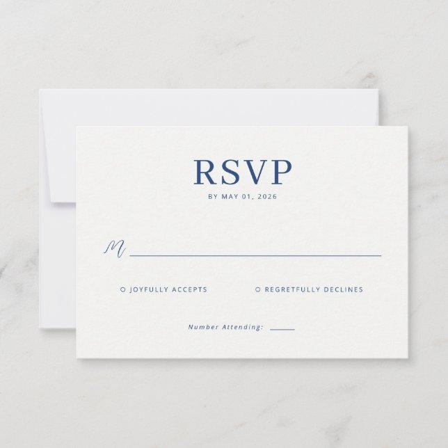 Elegant Navy RSVP Card (Front)