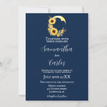 Elegant, Navy, rustic sunflower moon wedding