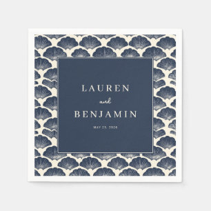 Elegant Navy Shell Motive Napkin