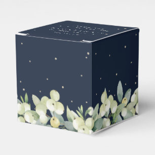 Elegant Navy Snowberry+Eucalyptus Bridal Shower Favour Box