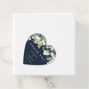 Elegant Navy Snowberry+Eucalyptus Wedding Favour Tags