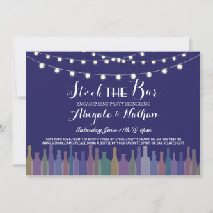 Elegant Navy Stock The Bar Engagement Invitation