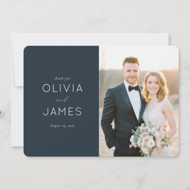 Elegant Navy Thank You Card (Front)