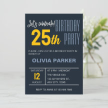 Elegant Navy Trendy Adult Birthday Celebration 