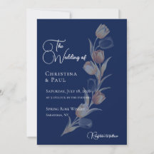Elegant Navy Tulip Wedding Invitation