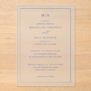 Elegant Navy Typographic Acrylic Invitations