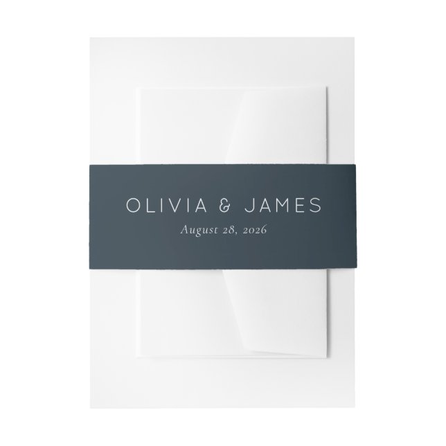 Elegant Navy Typographic Invitation Belly Band (Front Example)
