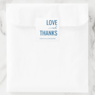 Elegant Navy Typographic Love Thanks Square Sticker