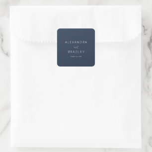 Elegant Navy Typographic Square Sticker