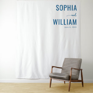 Elegant Navy Typographic Tapestry