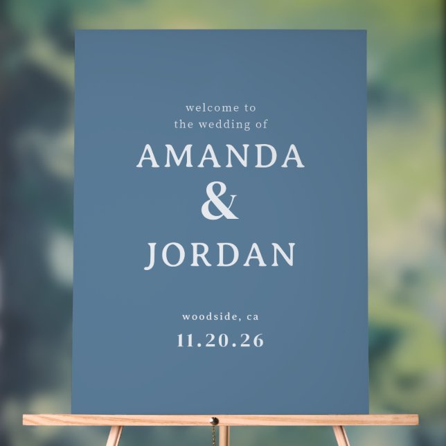 Elegant Navy Typographic Wedding Sign (Neutral)