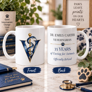 Elegant Navy Veterinarian Retirement Gift Coffee Mug