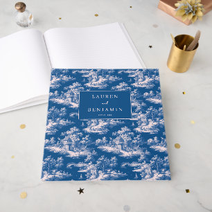 Elegant Navy Vintage Landscape Guest Book