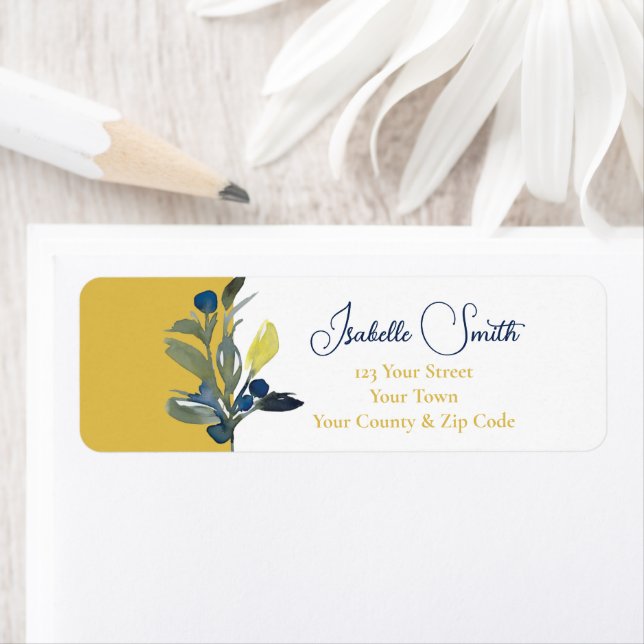 Elegant Navy Watercolor Floral Wedding RSVP (Insitu)
