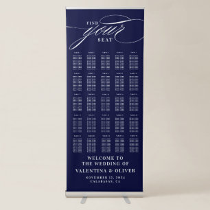 Elegant  Navy Wedding 25 Table Seating Chart  Retractable Banner