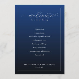 Elegant Navy Wedding Ceremony Program Programme