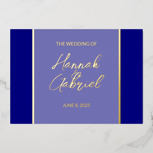 Elegant Navy Wedding Foil Invitation (Front)