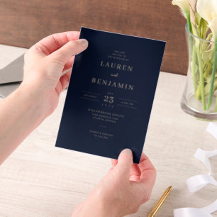 Elegant Navy Wedding Invitation