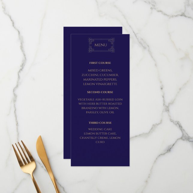 Elegant Navy wedding Menu (Front/Back In Situ)