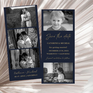Elegant Navy Wedding Photo booth strip frame Save The Date