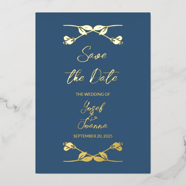 Elegant Navy Wedding Save the Date (Front)