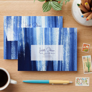 Elegant Navy & White Colour Wash Wedding Invitatio Envelope