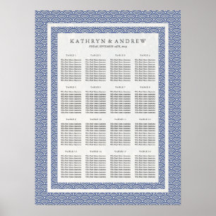 Elegant Navy+White Seigaiha Wedding Seating Chart